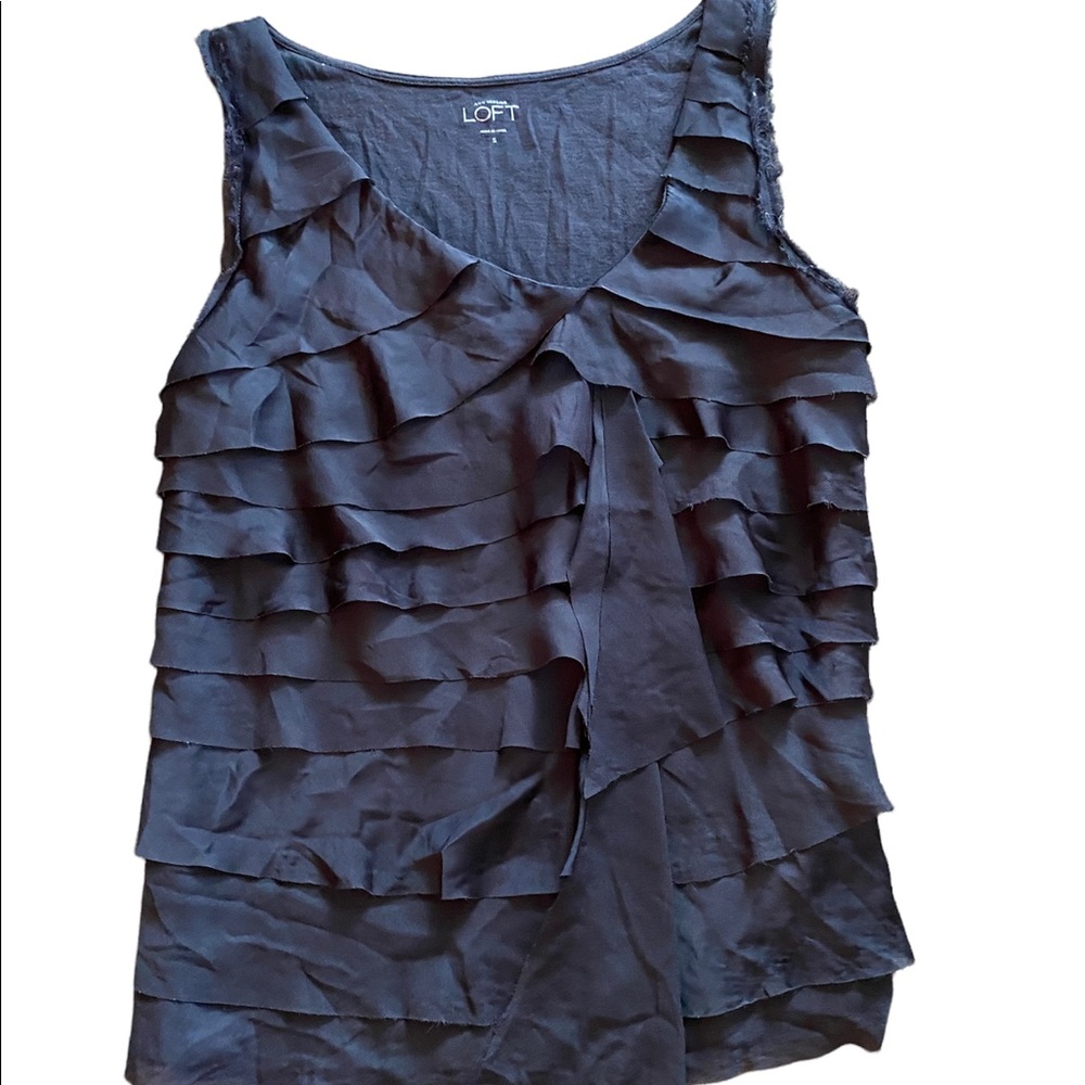 Ann Taylor LOFT tank, layered ruffles front (like silk)Cotton back size:S